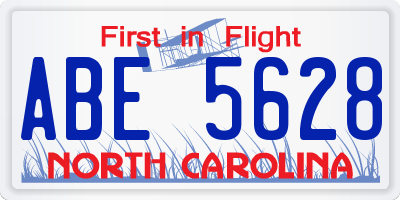 NC license plate ABE5628