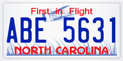 NC license plate ABE5631