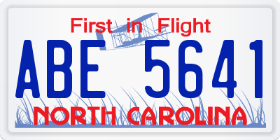 NC license plate ABE5641