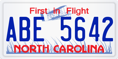 NC license plate ABE5642