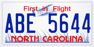 NC license plate ABE5644