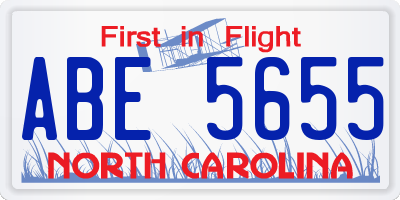 NC license plate ABE5655