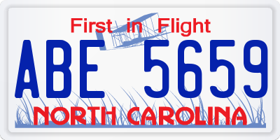 NC license plate ABE5659