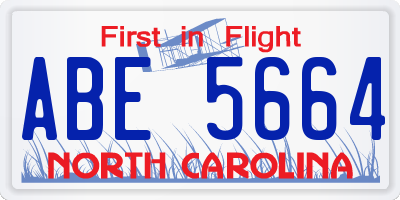 NC license plate ABE5664