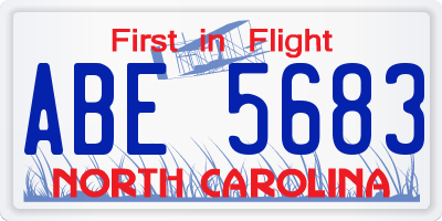 NC license plate ABE5683