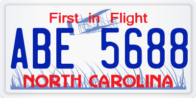 NC license plate ABE5688
