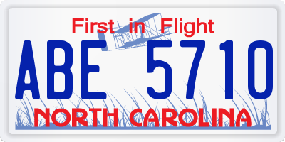 NC license plate ABE5710