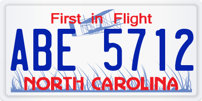 NC license plate ABE5712