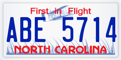 NC license plate ABE5714