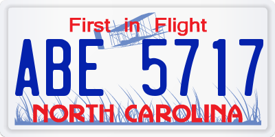NC license plate ABE5717