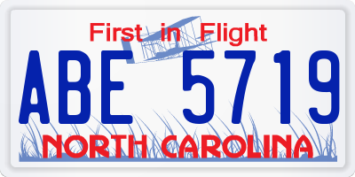 NC license plate ABE5719