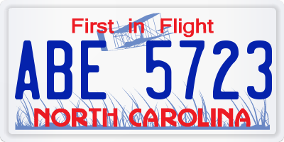 NC license plate ABE5723