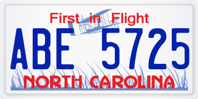 NC license plate ABE5725