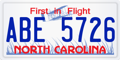 NC license plate ABE5726