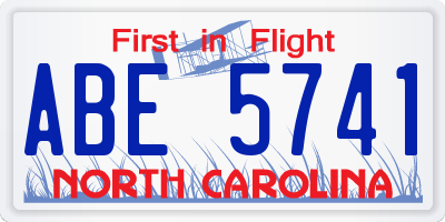 NC license plate ABE5741
