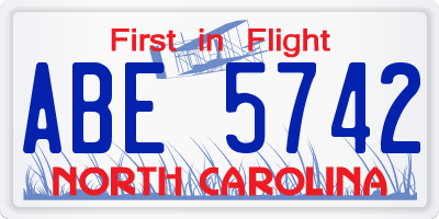 NC license plate ABE5742