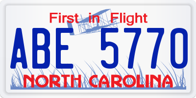 NC license plate ABE5770