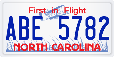 NC license plate ABE5782