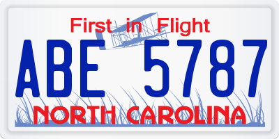 NC license plate ABE5787
