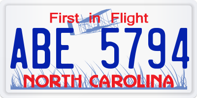 NC license plate ABE5794