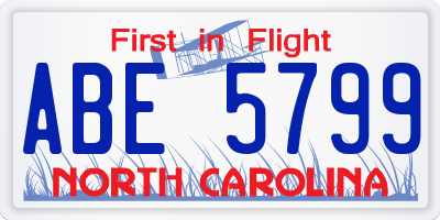NC license plate ABE5799