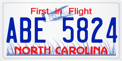 NC license plate ABE5824