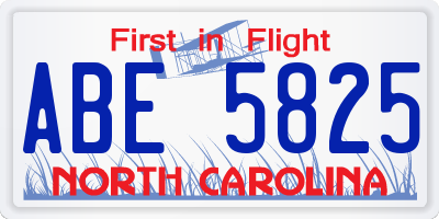 NC license plate ABE5825