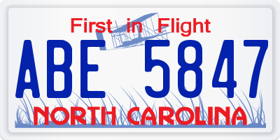 NC license plate ABE5847
