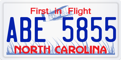 NC license plate ABE5855