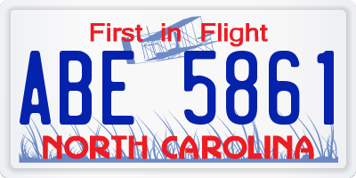 NC license plate ABE5861