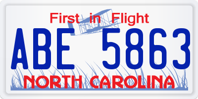 NC license plate ABE5863