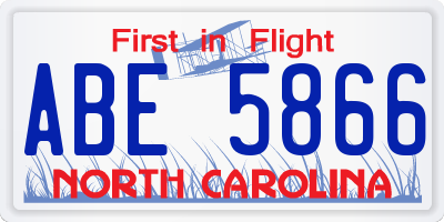 NC license plate ABE5866