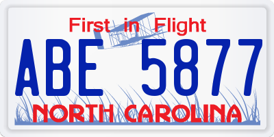 NC license plate ABE5877