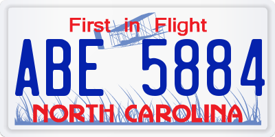 NC license plate ABE5884