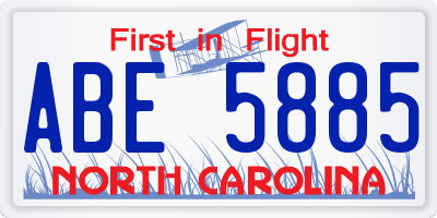 NC license plate ABE5885