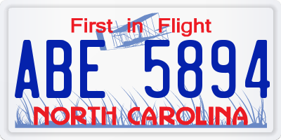 NC license plate ABE5894