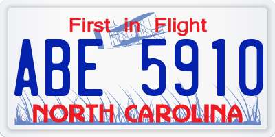NC license plate ABE5910