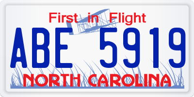 NC license plate ABE5919