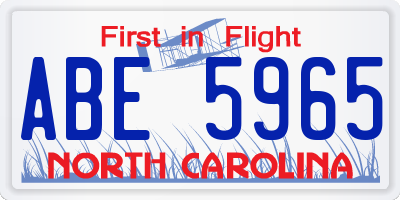 NC license plate ABE5965