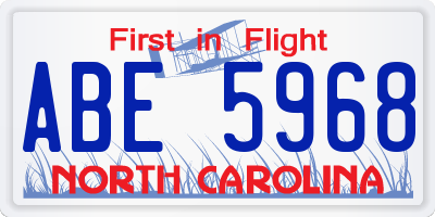 NC license plate ABE5968