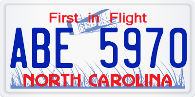 NC license plate ABE5970