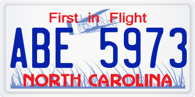 NC license plate ABE5973