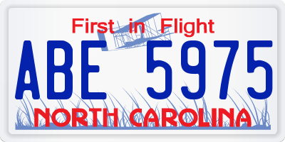 NC license plate ABE5975