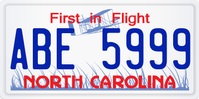 NC license plate ABE5999