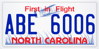 NC license plate ABE6006