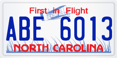 NC license plate ABE6013