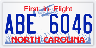 NC license plate ABE6046