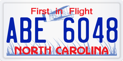 NC license plate ABE6048
