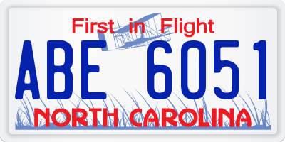 NC license plate ABE6051