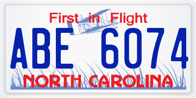 NC license plate ABE6074